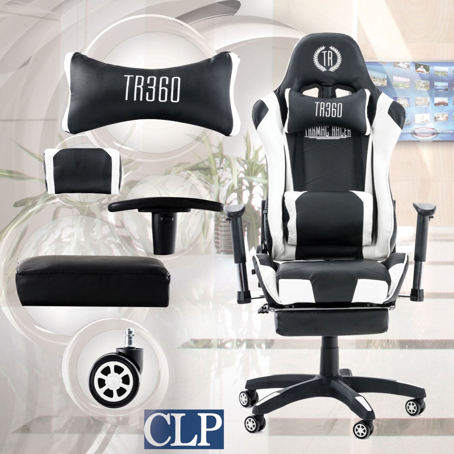 TPFLiving Racing Bürostuhl Turbine mit Fußablage TPFLiving Racing Bürostuhl Turbine mit Fußablage