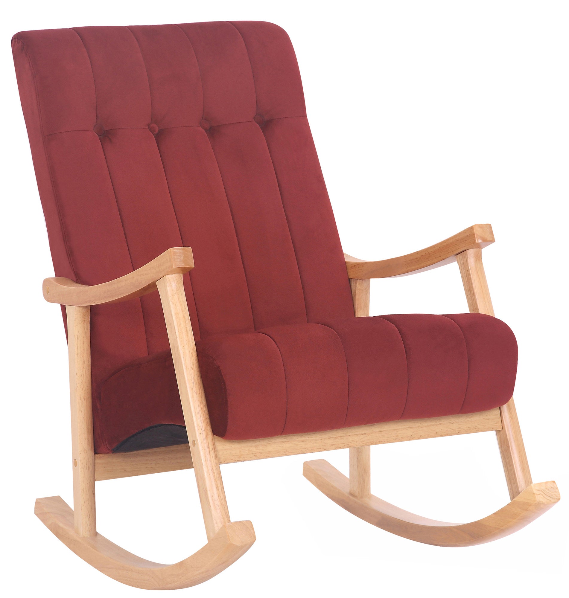 TPFLiving Schaukelstuhl Sarti Samt Gestell Kautschukholz natur TPFLiving Schaukelstuhl Sarti Samt Gestell Kautschukholz natur