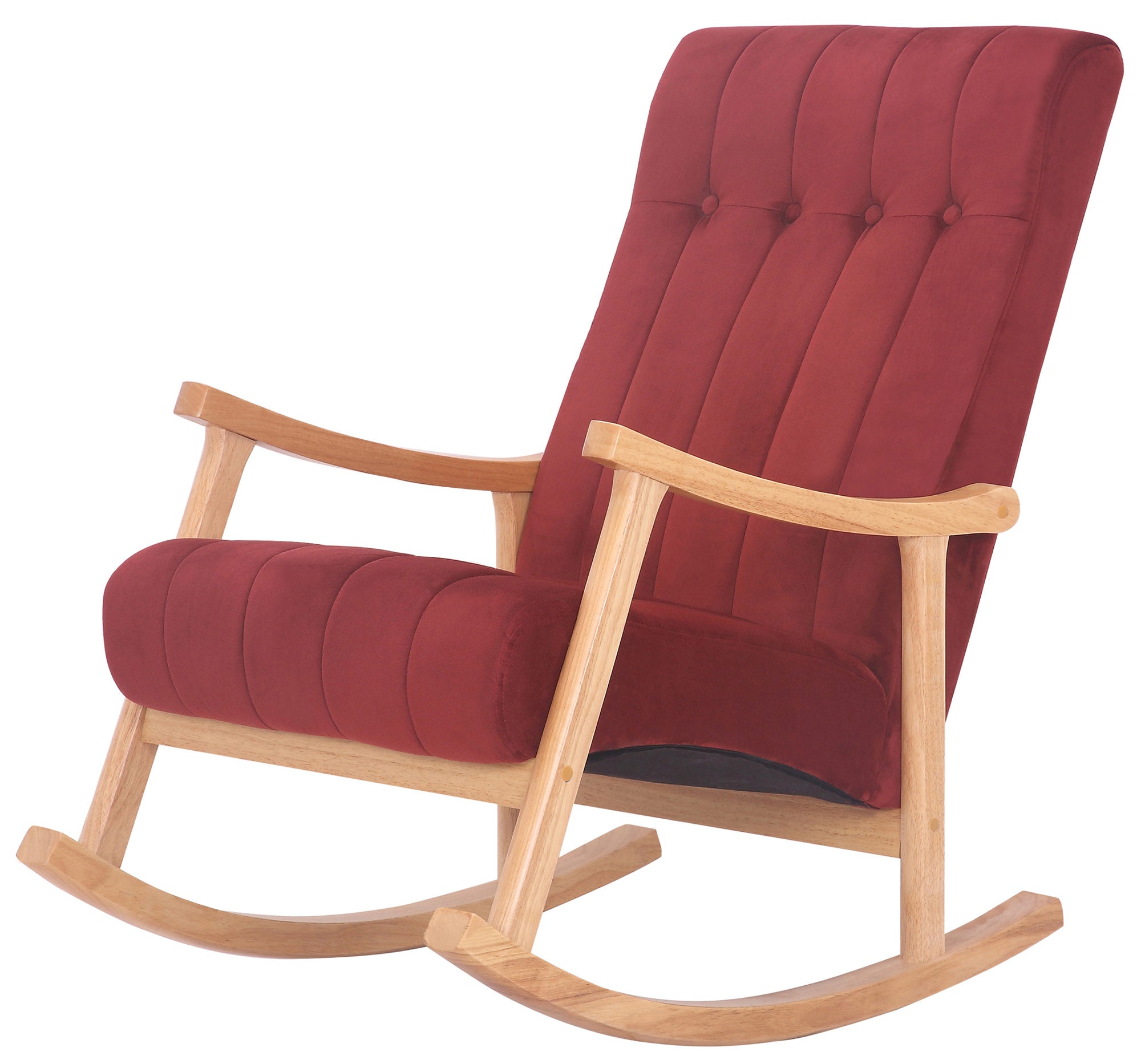 TPFLiving Schaukelstuhl Sarti Samt Gestell Kautschukholz natur TPFLiving Schaukelstuhl Sarti Samt Gestell Kautschukholz natur