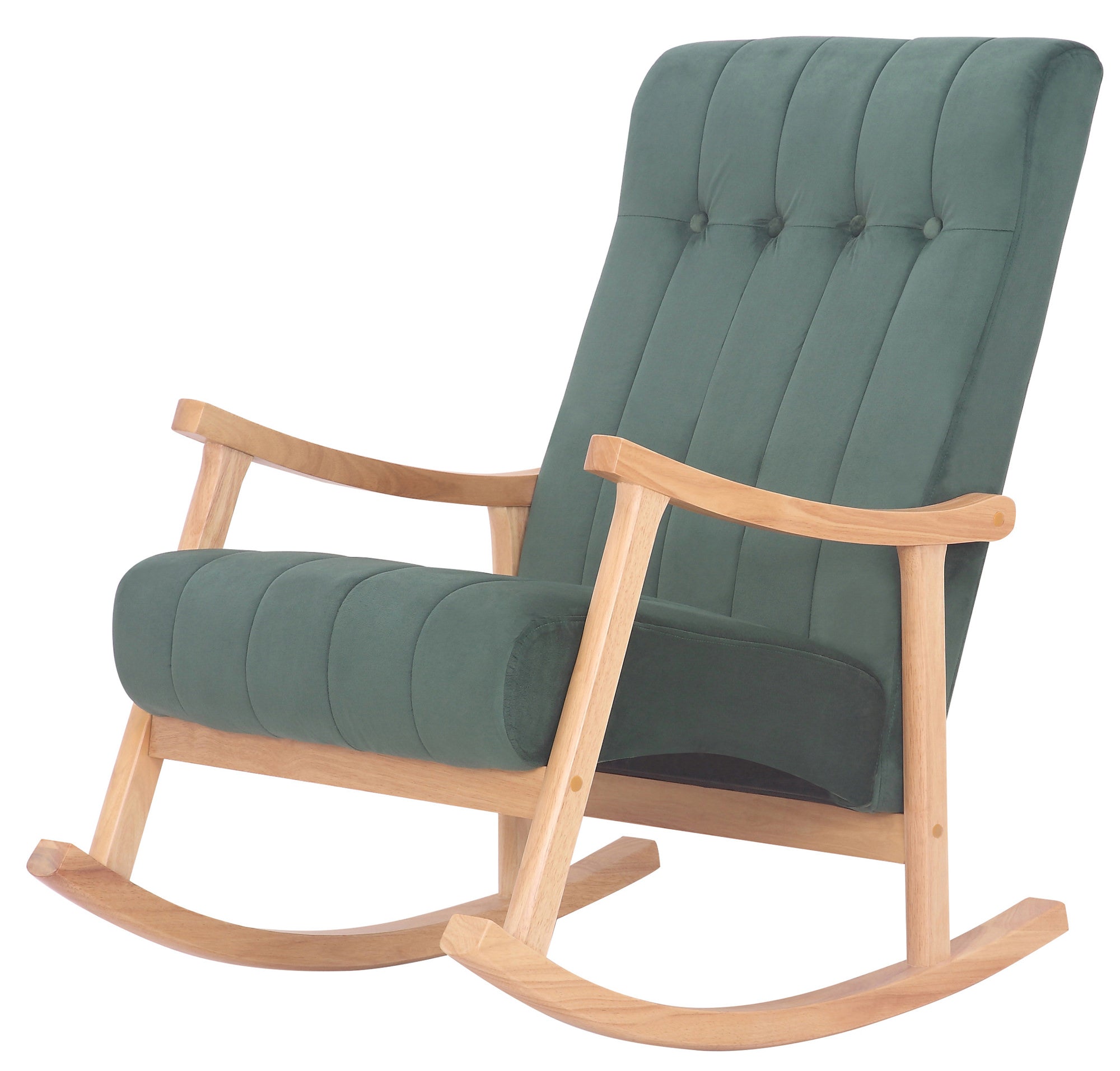 TPFLiving Schaukelstuhl Sarti Samt Gestell Kautschukholz natur TPFLiving Schaukelstuhl Sarti Samt Gestell Kautschukholz natur