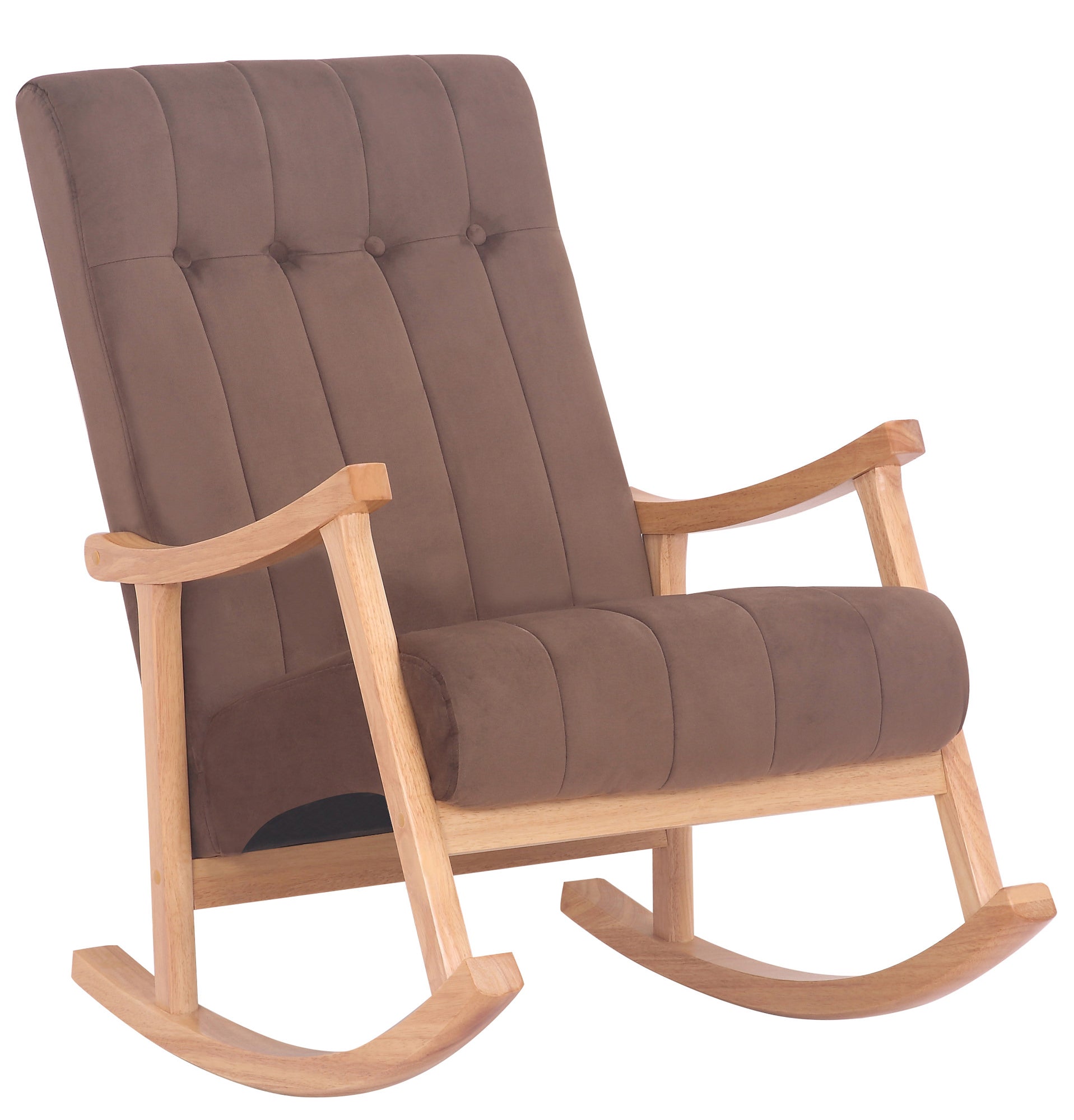 TPFLiving Schaukelstuhl Sarti Samt Gestell Kautschukholz natur TPFLiving Schaukelstuhl Sarti Samt Gestell Kautschukholz natur