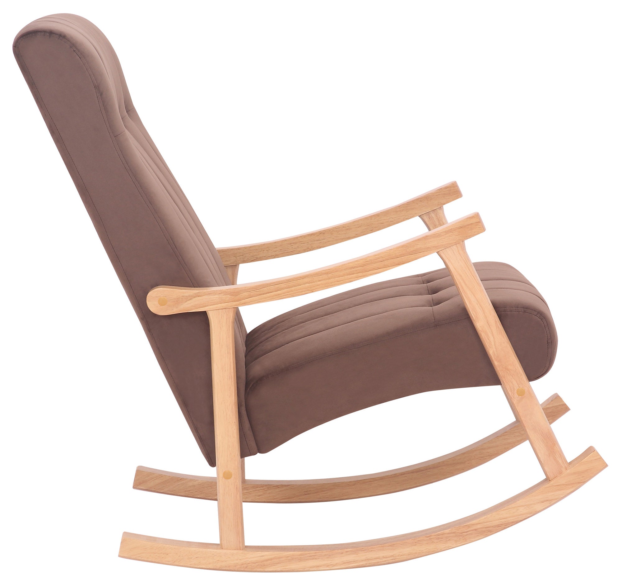 TPFLiving Schaukelstuhl Sarti Samt Gestell Kautschukholz natur TPFLiving Schaukelstuhl Sarti Samt Gestell Kautschukholz natur