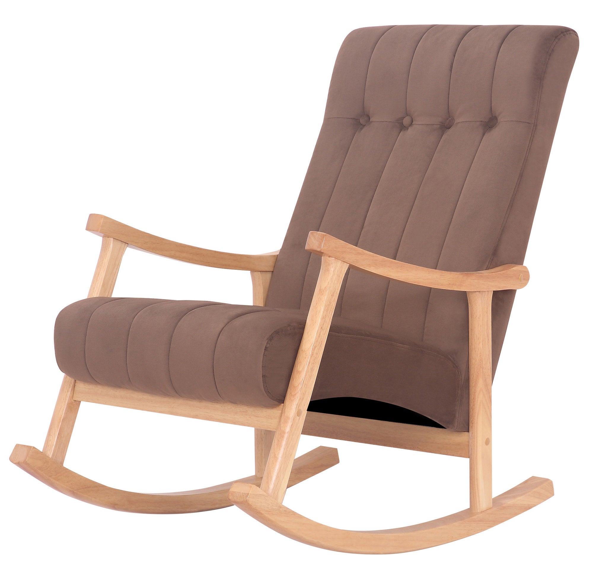 TPFLiving Schaukelstuhl Sarti Samt Gestell Kautschukholz natur TPFLiving Schaukelstuhl Sarti Samt Gestell Kautschukholz natur