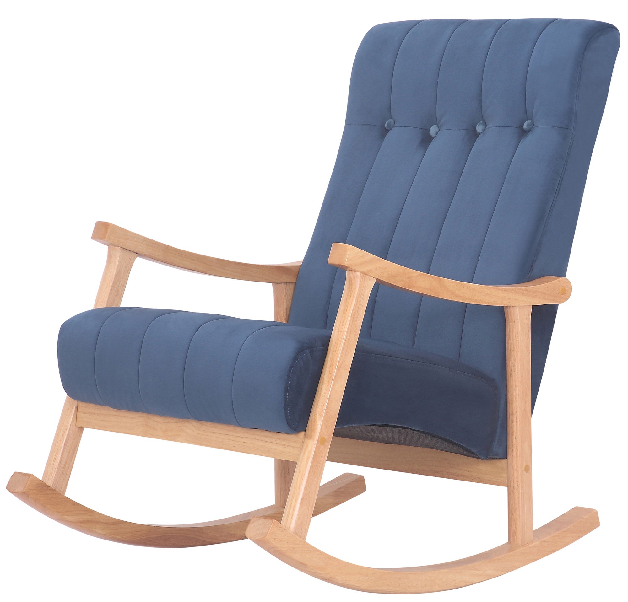 TPFLiving Schaukelstuhl Sarti Samt Gestell Kautschukholz natur TPFLiving Schaukelstuhl Sarti Samt Gestell Kautschukholz natur