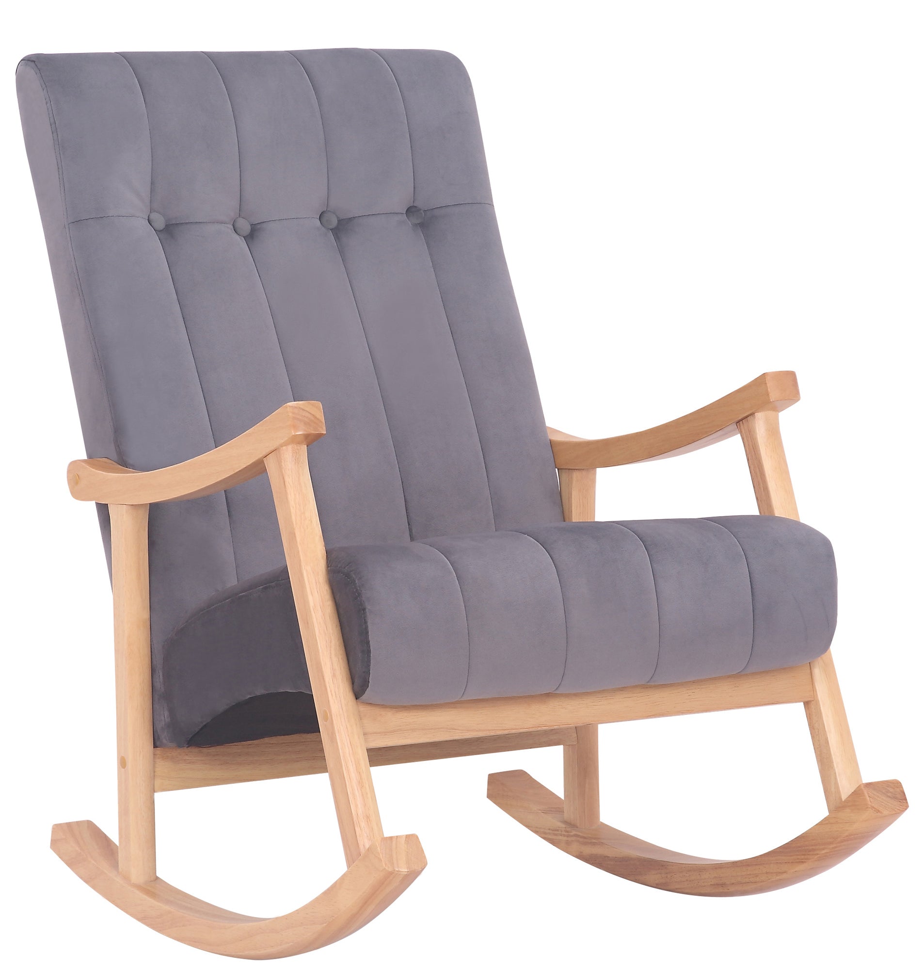 TPFLiving Schaukelstuhl Sarti Samt Gestell Kautschukholz natur TPFLiving Schaukelstuhl Sarti Samt Gestell Kautschukholz natur