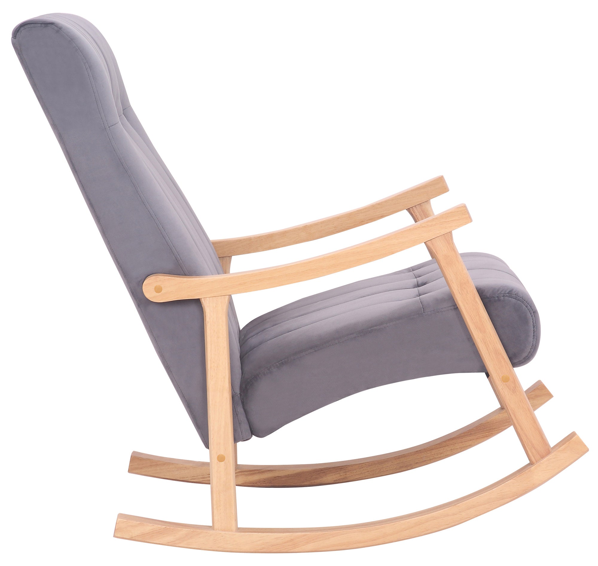 TPFLiving Schaukelstuhl Sarti Samt Gestell Kautschukholz natur TPFLiving Schaukelstuhl Sarti Samt Gestell Kautschukholz natur