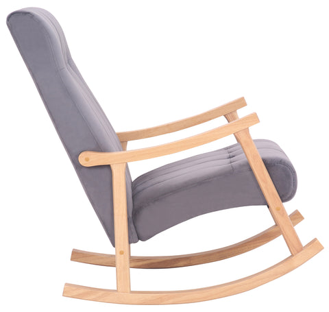 TPFLiving Schaukelstuhl Sarti Samt Gestell Kautschukholz natur TPFLiving Schaukelstuhl Sarti Samt Gestell Kautschukholz natur