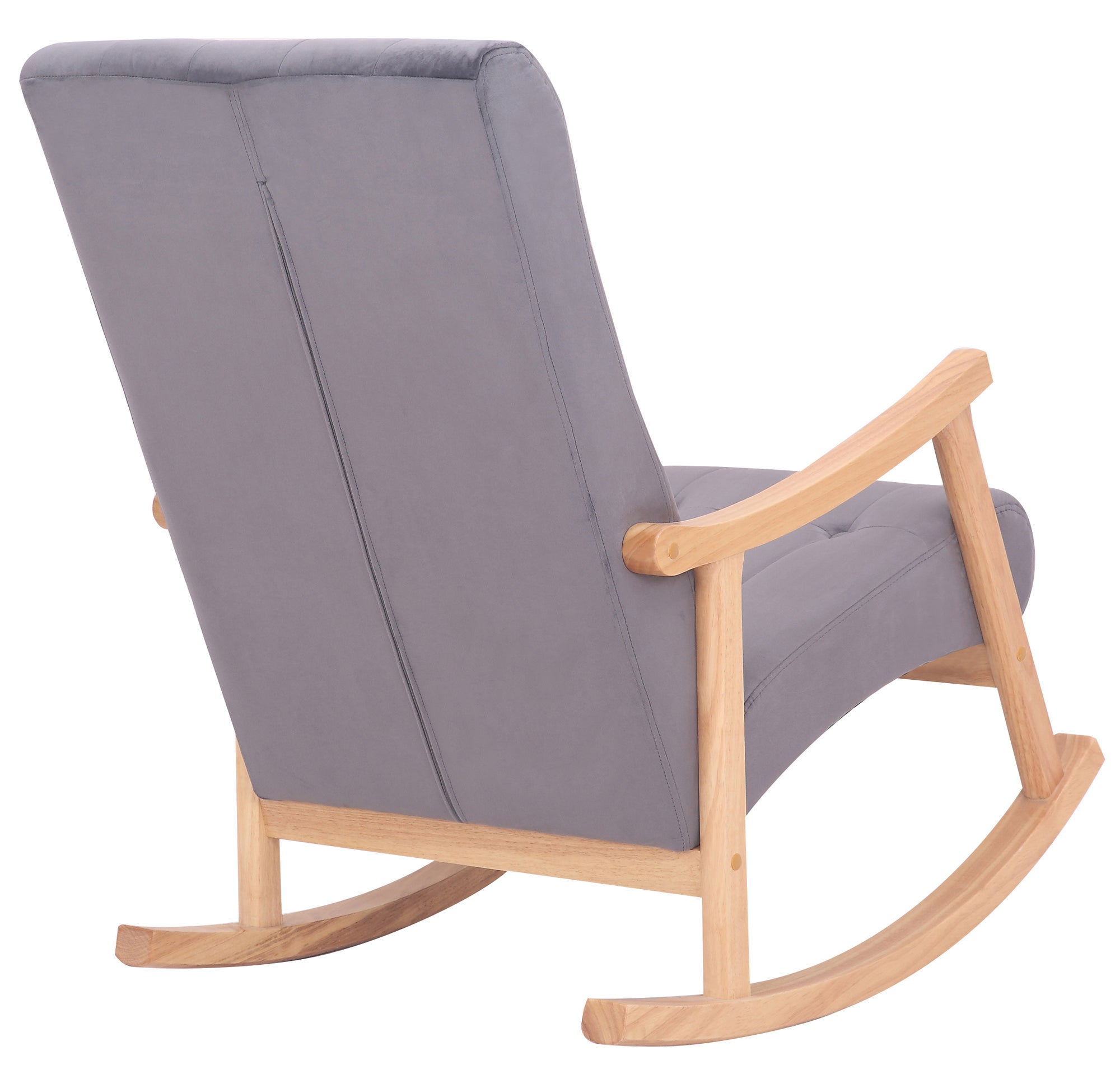 TPFLiving Schaukelstuhl Sarti Samt Gestell Kautschukholz natur TPFLiving Schaukelstuhl Sarti Samt Gestell Kautschukholz natur