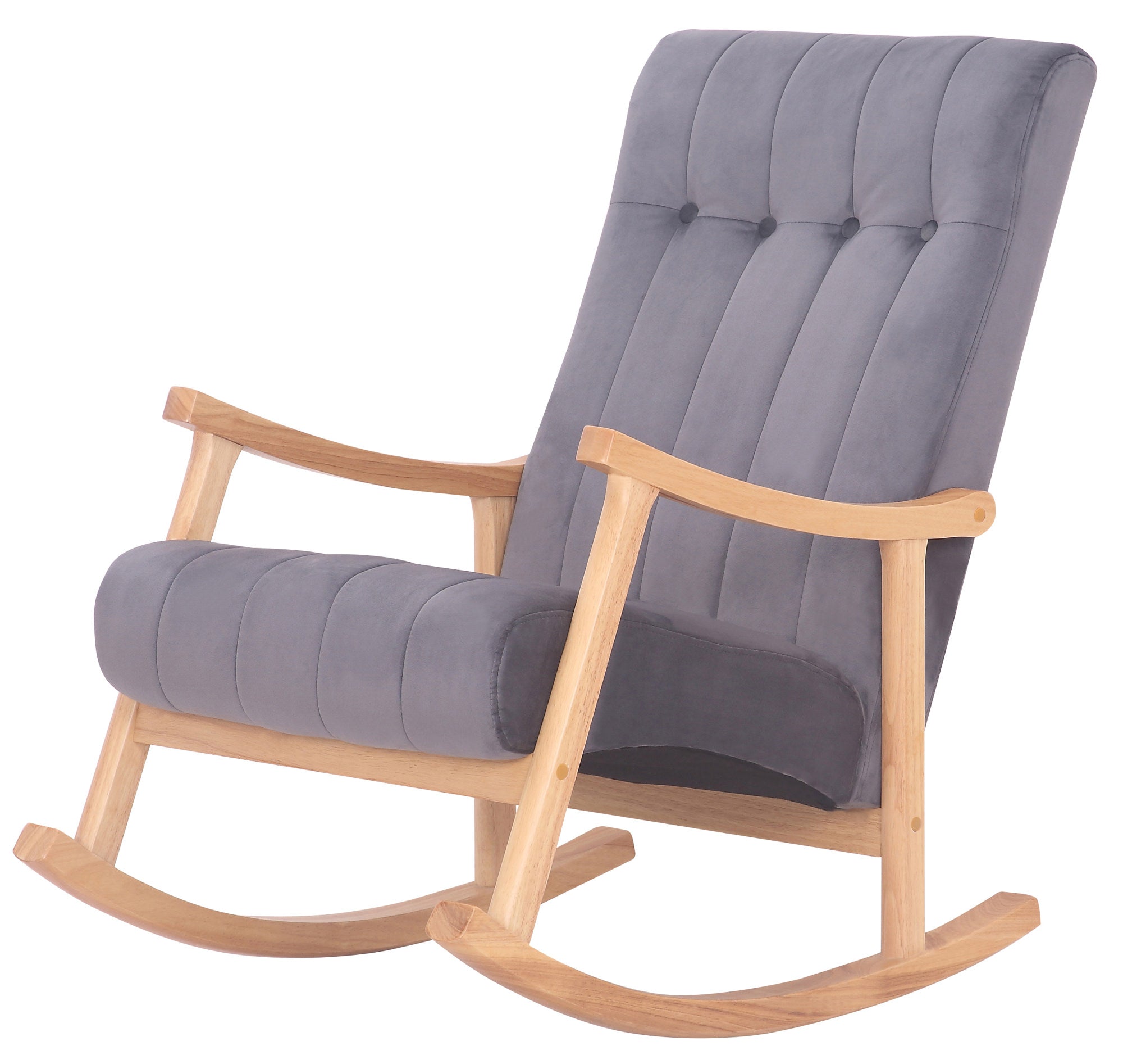 TPFLiving Schaukelstuhl Sarti Samt Gestell Kautschukholz natur TPFLiving Schaukelstuhl Sarti Samt Gestell Kautschukholz natur