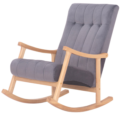 TPFLiving Schaukelstuhl Sarti Samt Gestell Kautschukholz natur TPFLiving Schaukelstuhl Sarti Samt Gestell Kautschukholz natur