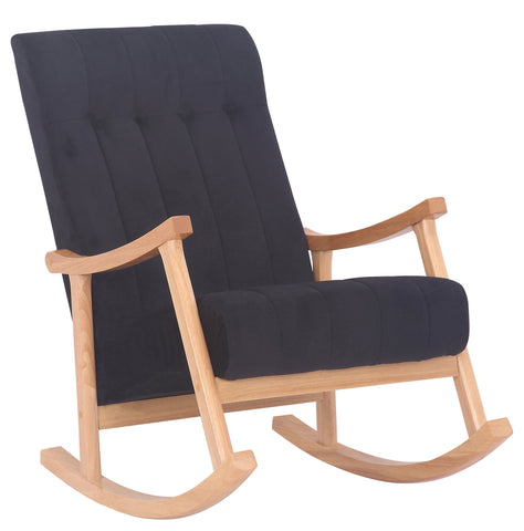 TPFLiving Schaukelstuhl Sarti Samt Gestell Kautschukholz natur TPFLiving Schaukelstuhl Sarti Samt Gestell Kautschukholz natur