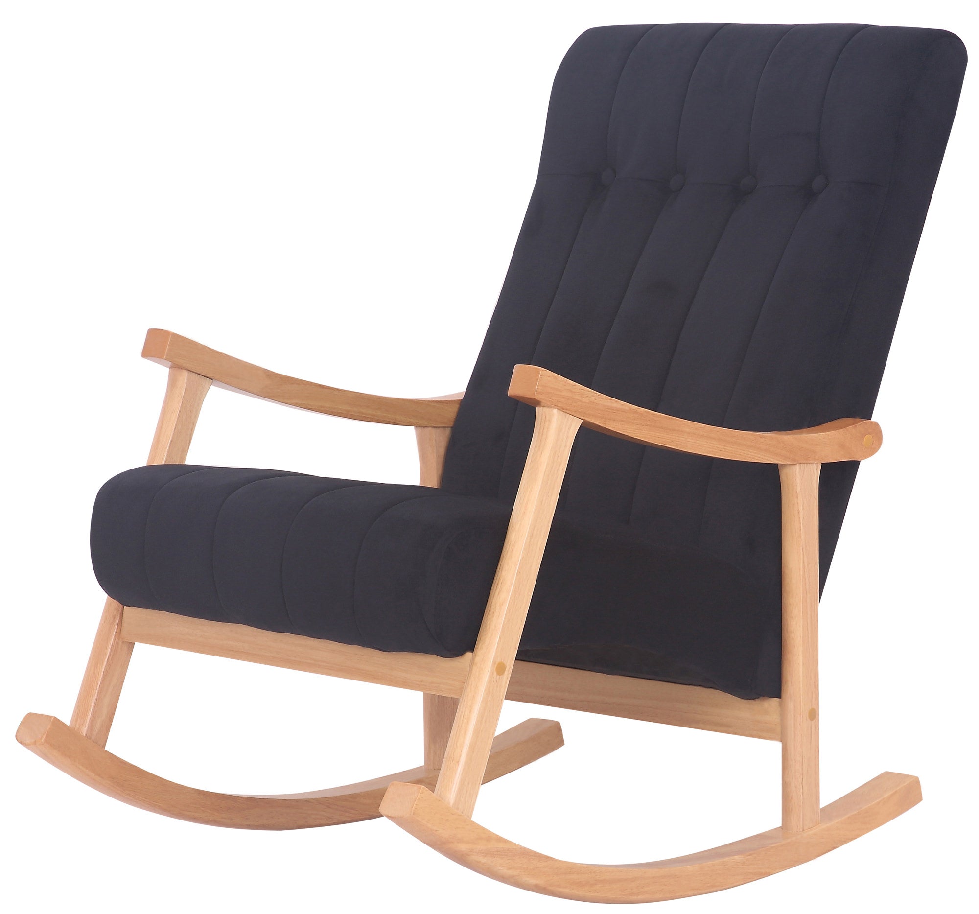 TPFLiving Schaukelstuhl Sarti Samt Gestell Kautschukholz natur TPFLiving Schaukelstuhl Sarti Samt Gestell Kautschukholz natur