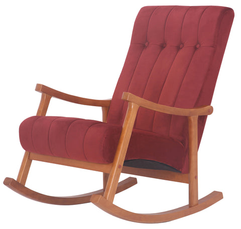 TPFLiving Schaukelstuhl Sarti Samt Gestell Kautschukholz Walnuss TPFLiving Schaukelstuhl Sarti Samt Gestell Kautschukholz Walnuss