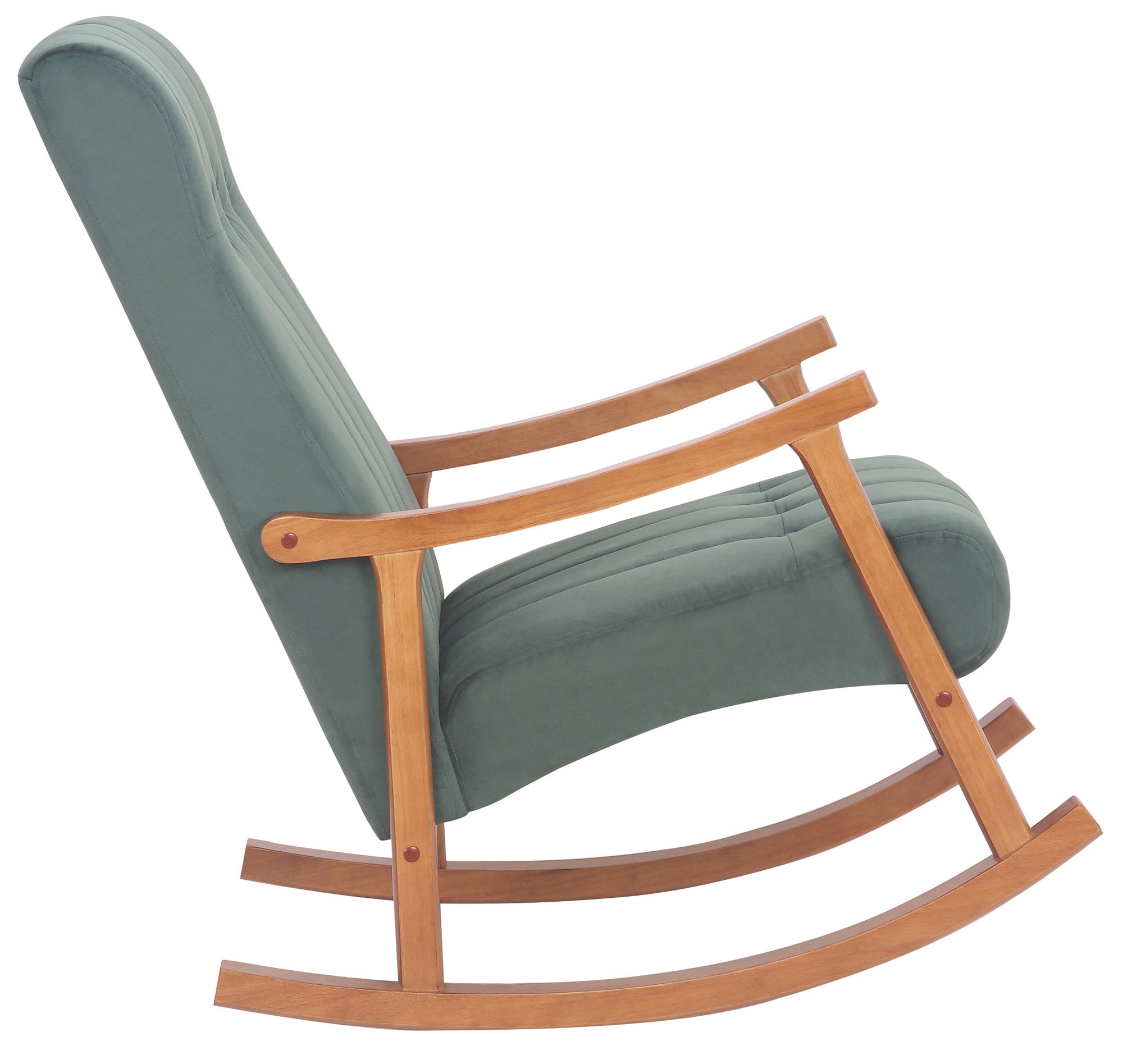 TPFLiving Schaukelstuhl Sarti Samt Gestell Kautschukholz Walnuss TPFLiving Schaukelstuhl Sarti Samt Gestell Kautschukholz Walnuss