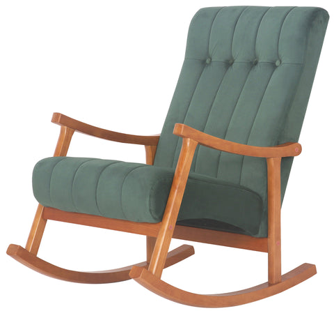 TPFLiving Schaukelstuhl Sarti Samt Gestell Kautschukholz Walnuss TPFLiving Schaukelstuhl Sarti Samt Gestell Kautschukholz Walnuss