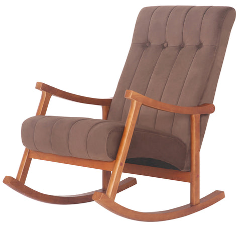 TPFLiving Schaukelstuhl Sarti Samt Gestell Kautschukholz Walnuss TPFLiving Schaukelstuhl Sarti Samt Gestell Kautschukholz Walnuss