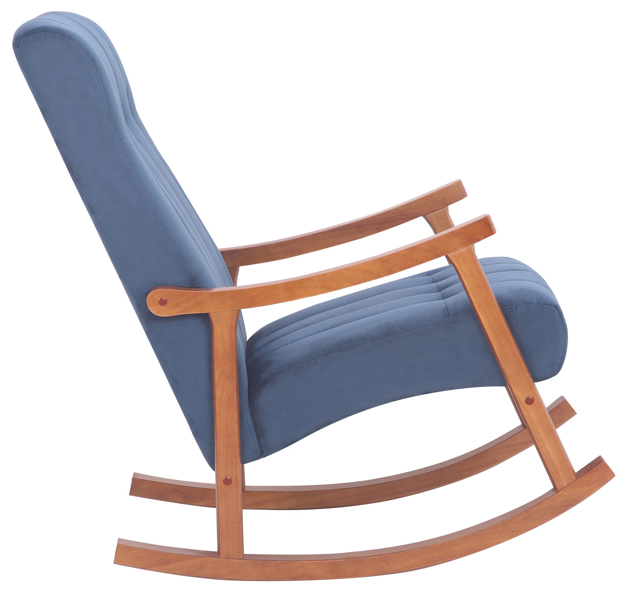 TPFLiving Schaukelstuhl Sarti Samt Gestell Kautschukholz Walnuss TPFLiving Schaukelstuhl Sarti Samt Gestell Kautschukholz Walnuss