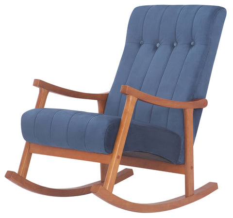 TPFLiving Schaukelstuhl Sarti Samt Gestell Kautschukholz Walnuss TPFLiving Schaukelstuhl Sarti Samt Gestell Kautschukholz Walnuss