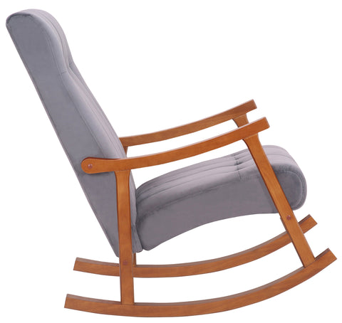 TPFLiving Schaukelstuhl Sarti Samt Gestell Kautschukholz Walnuss TPFLiving Schaukelstuhl Sarti Samt Gestell Kautschukholz Walnuss