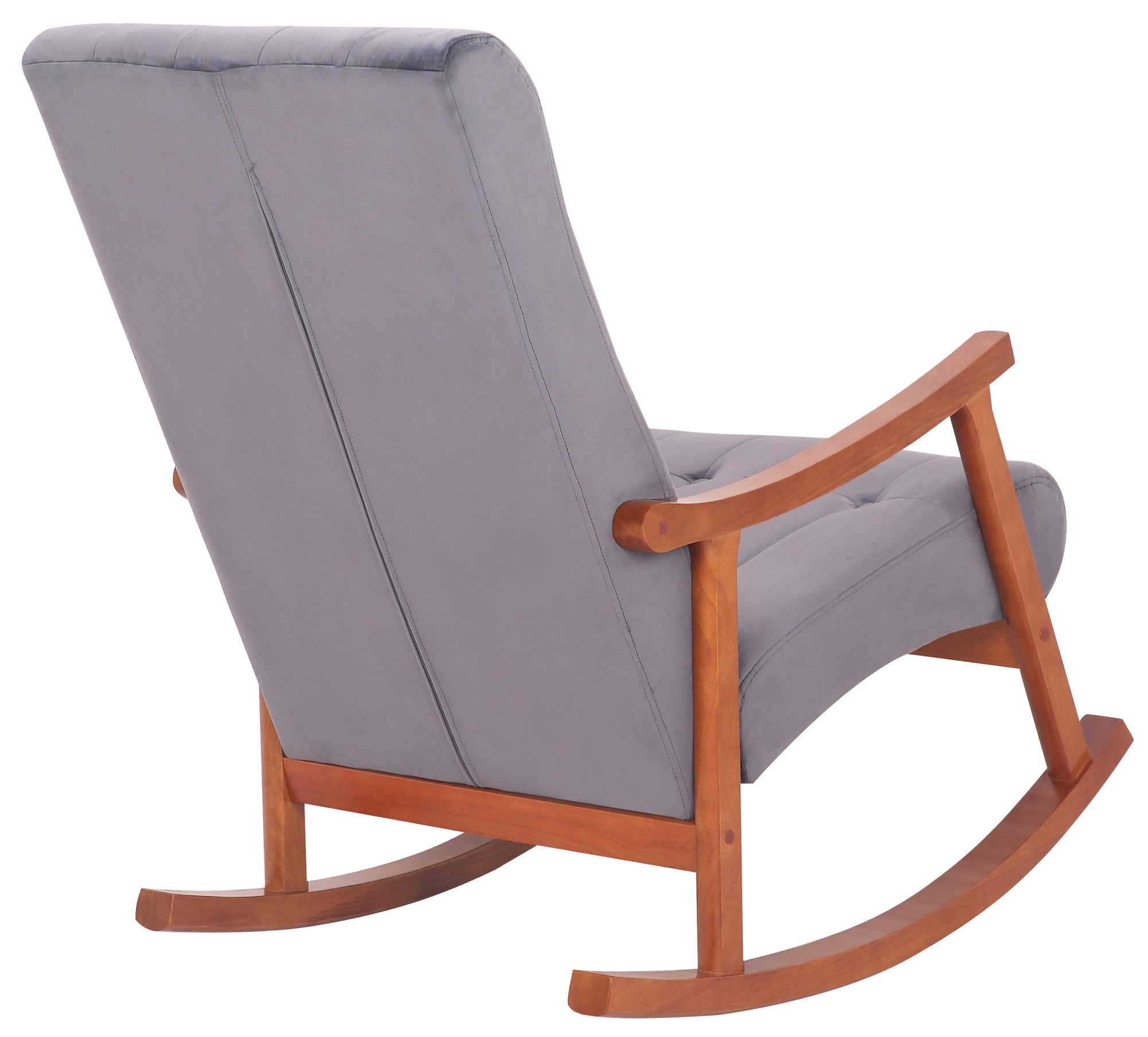 TPFLiving Schaukelstuhl Sarti Samt Gestell Kautschukholz Walnuss TPFLiving Schaukelstuhl Sarti Samt Gestell Kautschukholz Walnuss