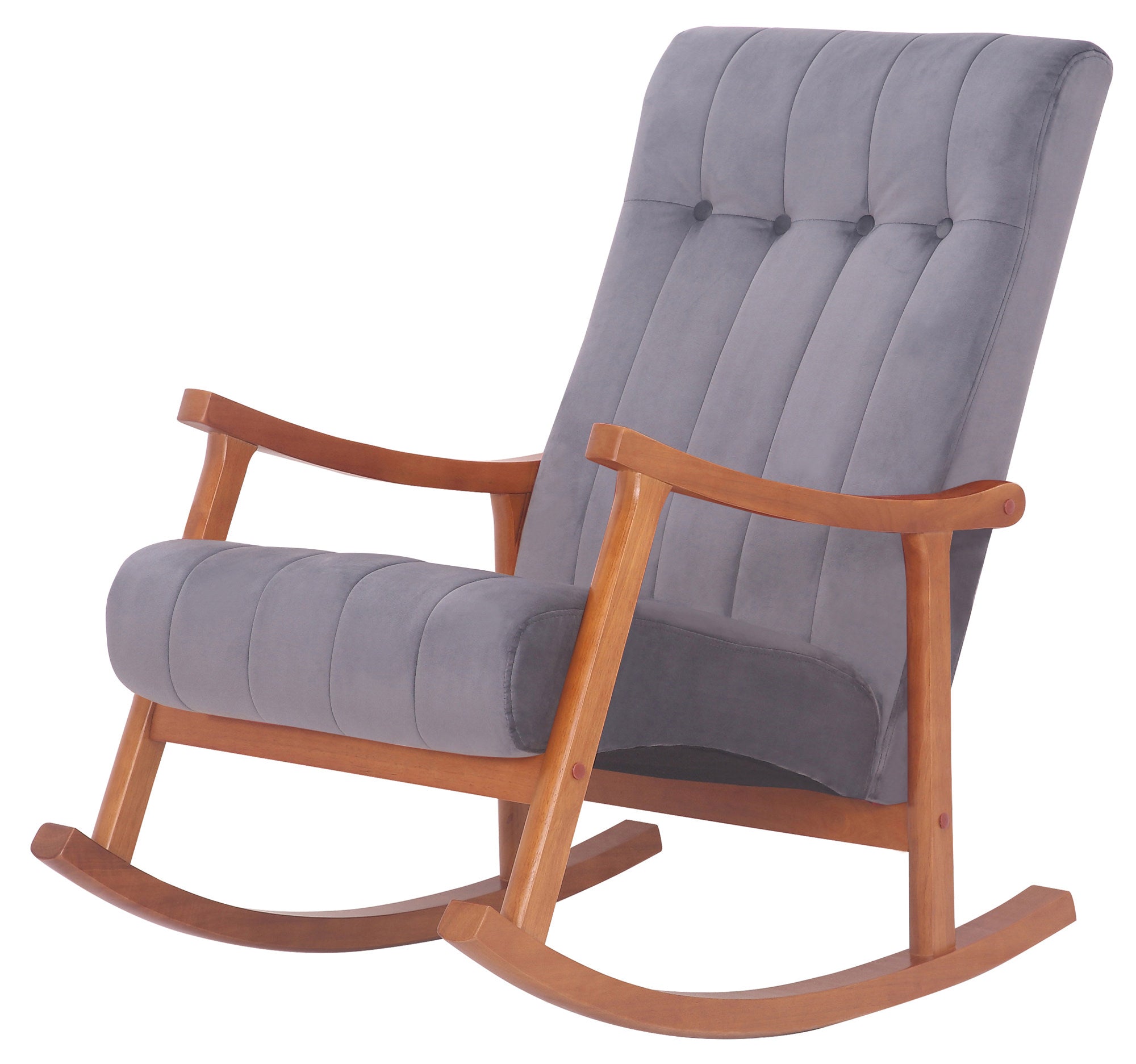 TPFLiving Schaukelstuhl Sarti Samt Gestell Kautschukholz Walnuss TPFLiving Schaukelstuhl Sarti Samt Gestell Kautschukholz Walnuss