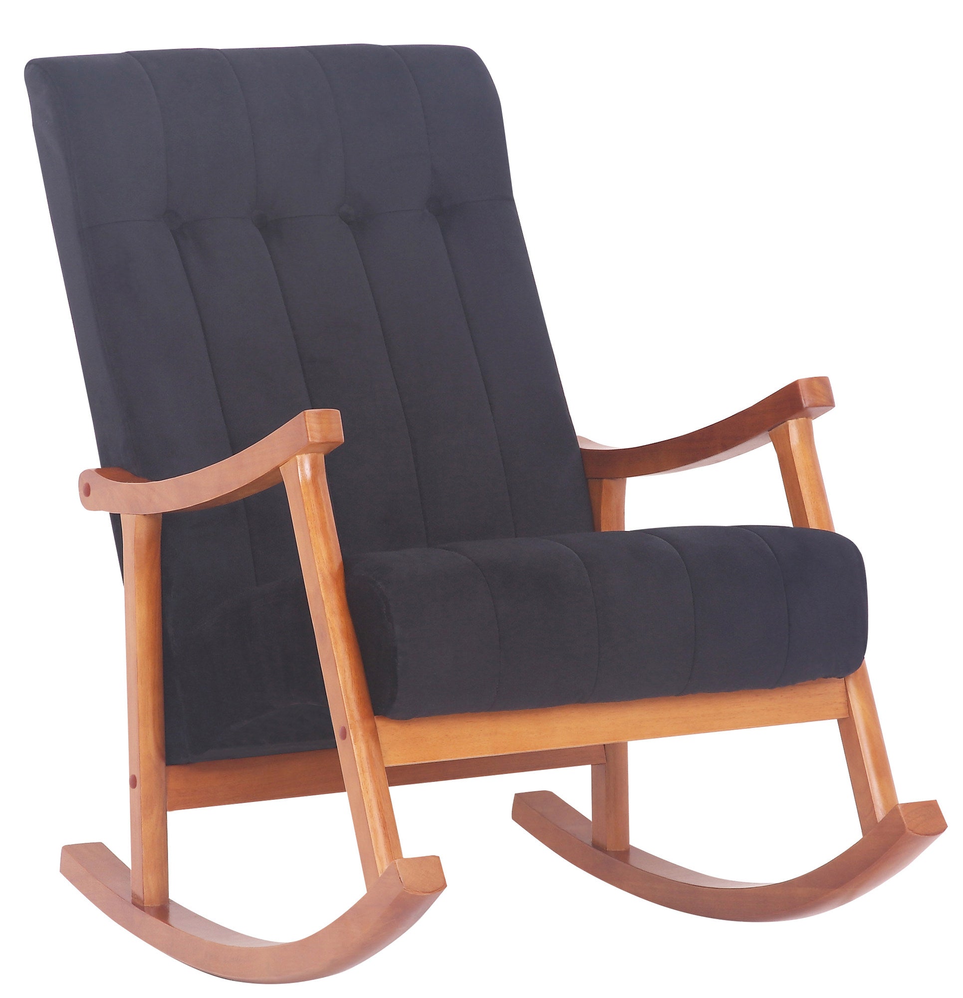 TPFLiving Schaukelstuhl Sarti Samt Gestell Kautschukholz Walnuss TPFLiving Schaukelstuhl Sarti Samt Gestell Kautschukholz Walnuss