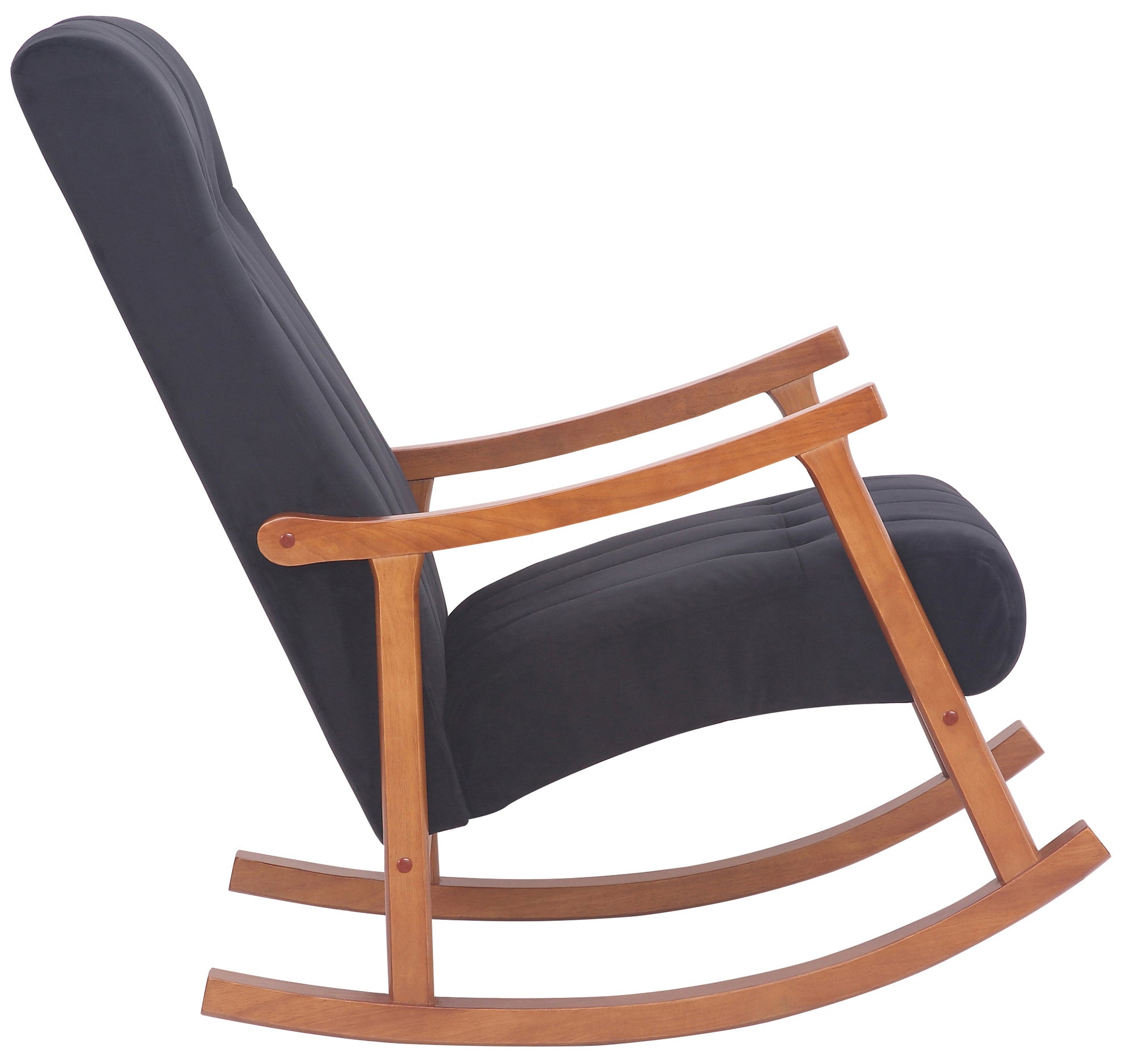 TPFLiving Schaukelstuhl Sarti Samt Gestell Kautschukholz Walnuss TPFLiving Schaukelstuhl Sarti Samt Gestell Kautschukholz Walnuss