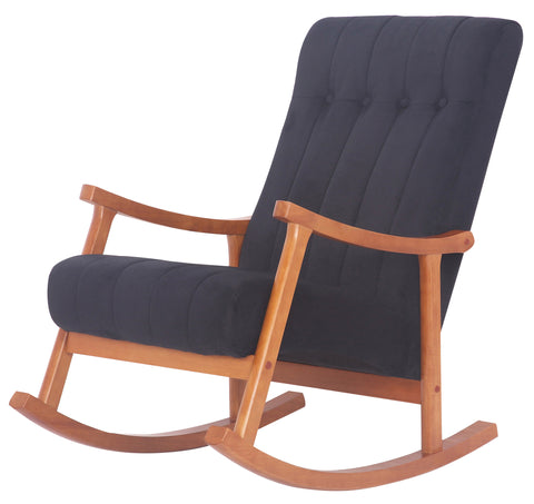 TPFLiving Schaukelstuhl Sarti Samt Gestell Kautschukholz Walnuss TPFLiving Schaukelstuhl Sarti Samt Gestell Kautschukholz Walnuss