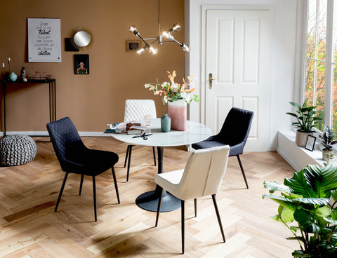 TPFLiving 2er Set Esszimmerstuhl Oliver Stoff mit Diamantsteppung TPFLiving 2er Set Esszimmerstuhl Oliver Stoff mit Diamantsteppung