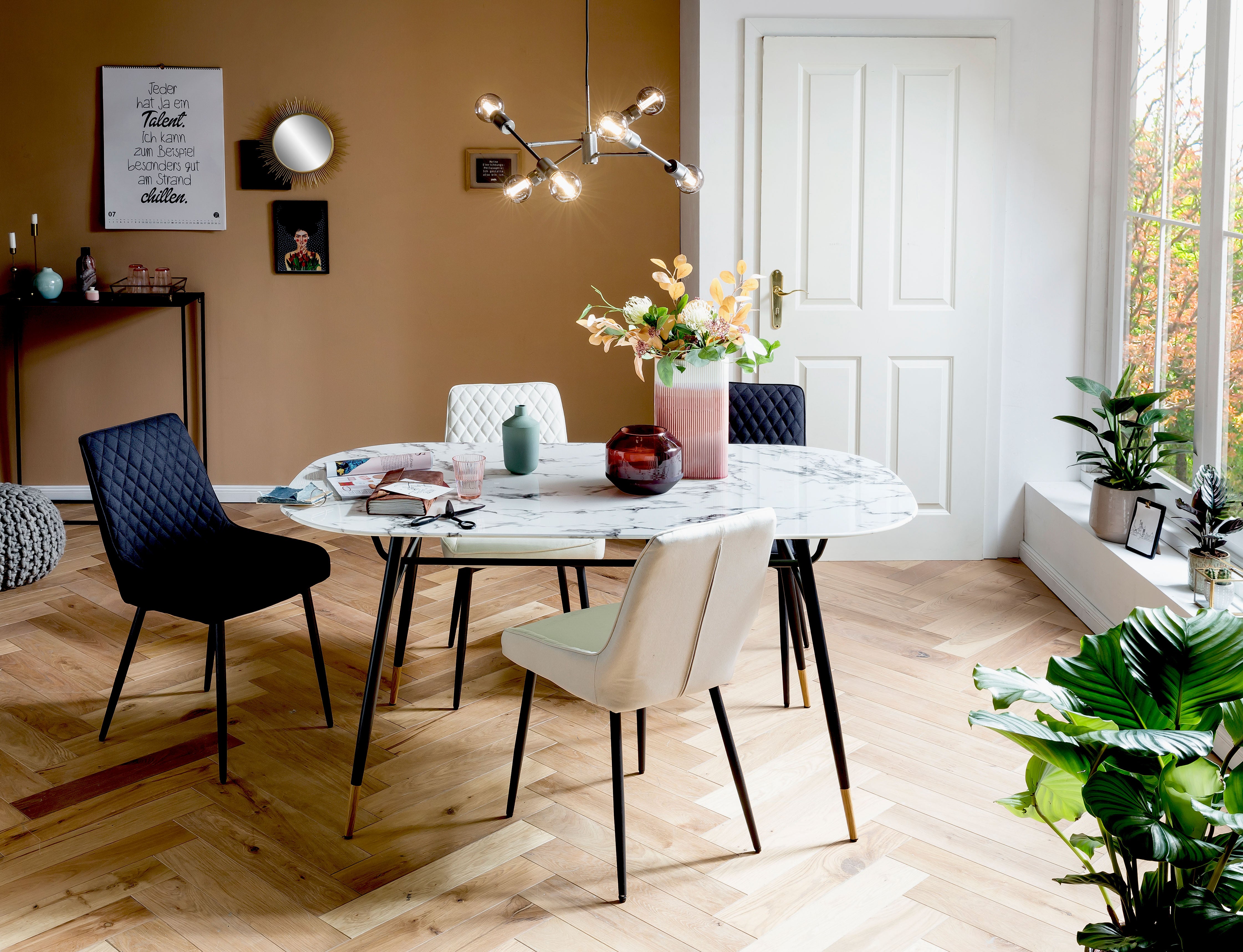 TPFLiving 2er Set Esszimmerstuhl Oliver Stoff mit Diamantsteppung TPFLiving 2er Set Esszimmerstuhl Oliver Stoff mit Diamantsteppung