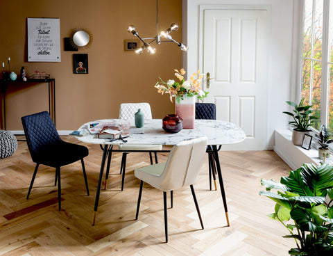 TPFLiving 2er Set Esszimmerstuhl Oliver Stoff mit Diamantsteppung TPFLiving 2er Set Esszimmerstuhl Oliver Stoff mit Diamantsteppung