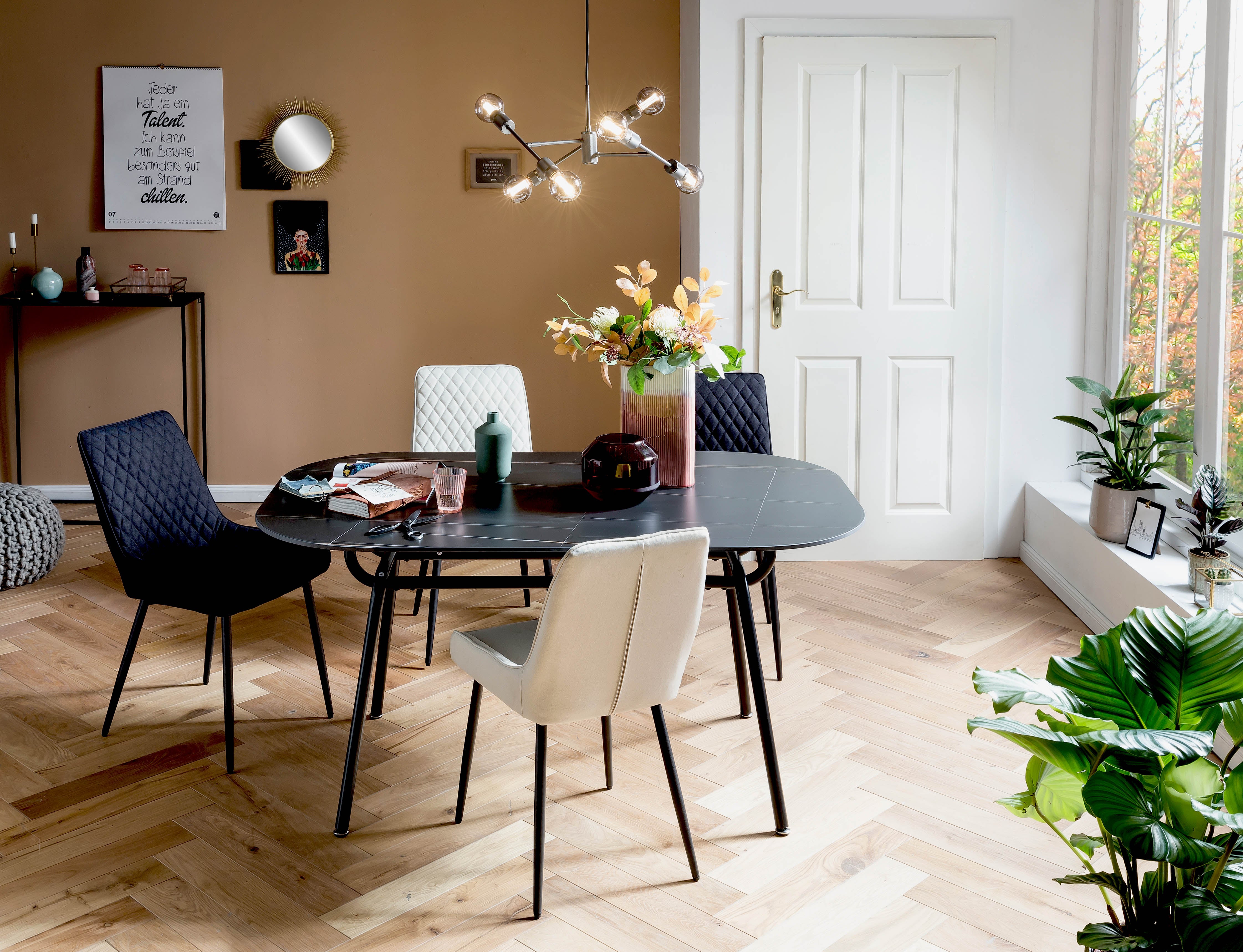 TPFLiving 2er Set Esszimmerstuhl Oliver Stoff mit Diamantsteppung TPFLiving 2er Set Esszimmerstuhl Oliver Stoff mit Diamantsteppung