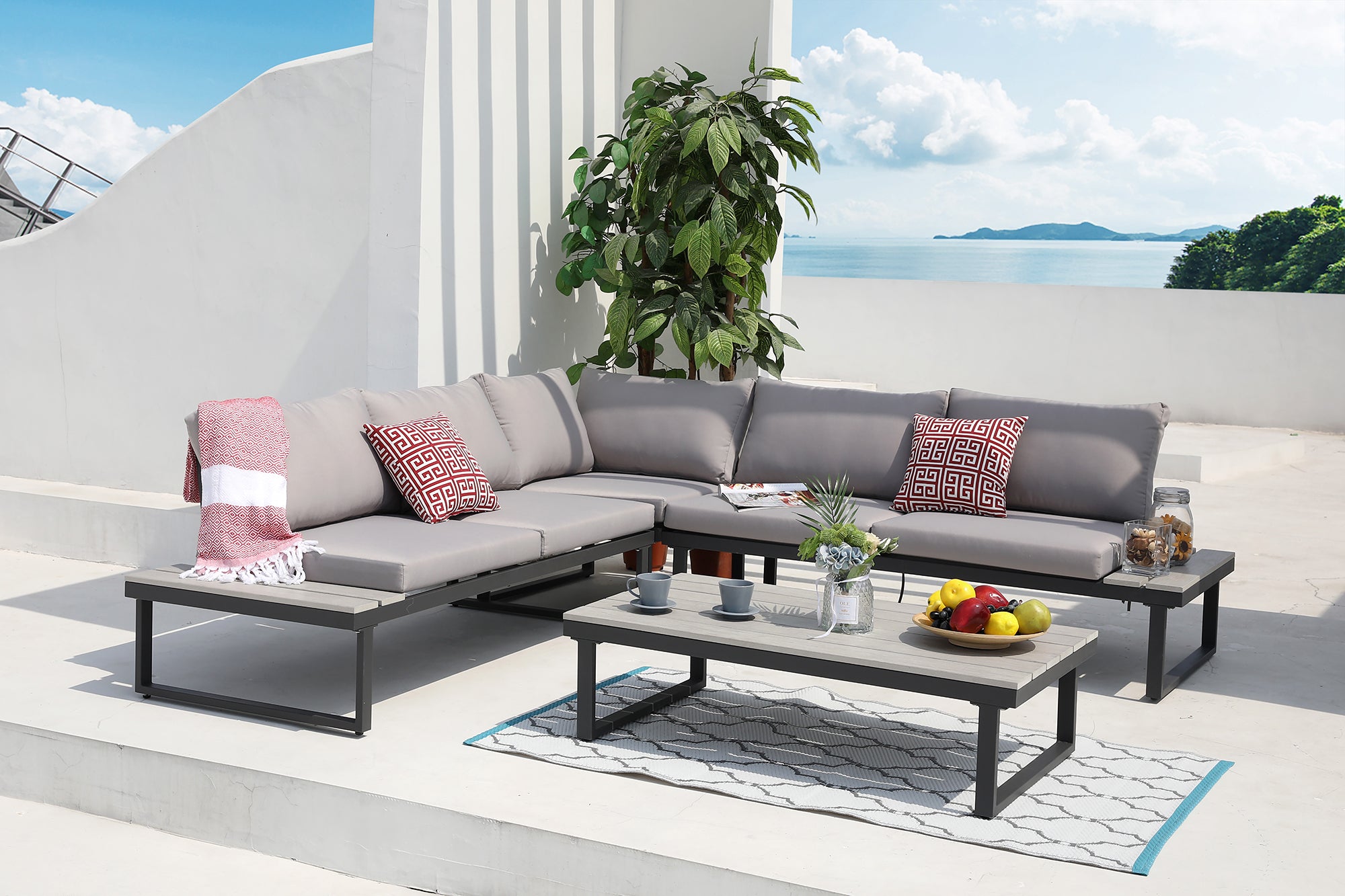 TPFGarden Gartenlounge-Set Yanda Ecksofa, 1 Couchtisch, 5 Sitzkissen, 6 Rückenkissen TPFGarden Gartenlounge-Set Yanda Ecksofa, 1 Couchtisch, 5 Sitzkissen, 6 Rückenkissen