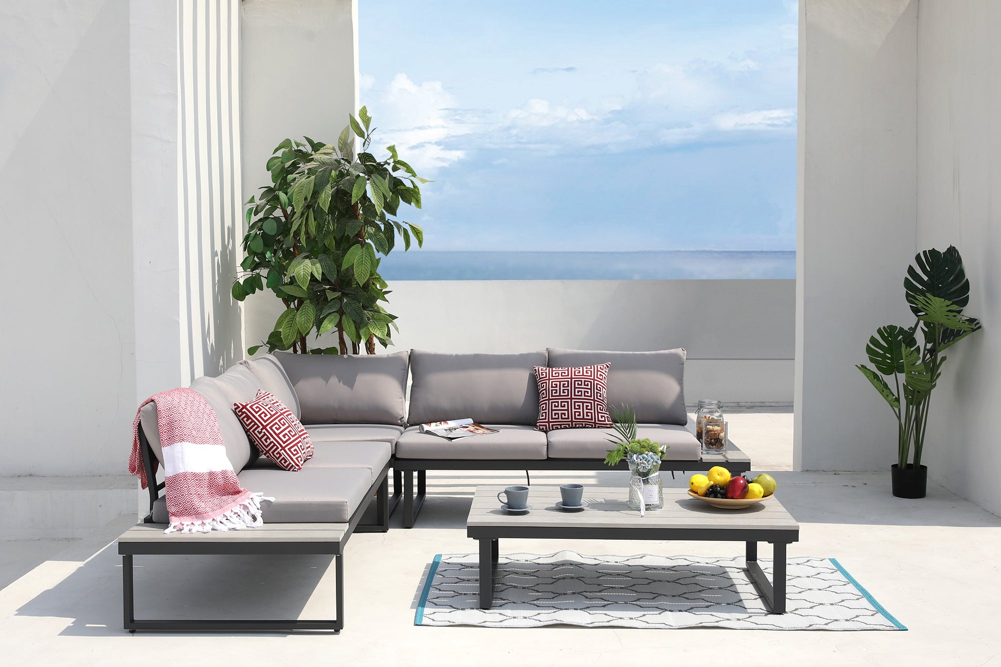 TPFGarden Gartenlounge-Set Yanda Ecksofa, 1 Couchtisch, 5 Sitzkissen, 6 Rückenkissen TPFGarden Gartenlounge-Set Yanda Ecksofa, 1 Couchtisch, 5 Sitzkissen, 6 Rückenkissen