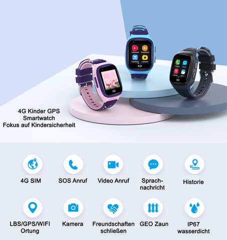 TPFNet Smart Watch für Kinder - IP67 - Silikon Armband - Android & IOS - verschiedene Farben