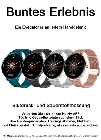 TPFNet Smart Watch / Fitness Tracker IP67 für Damen & Herren - Milanaise Armband - Android & IOS - verschiedene Farben