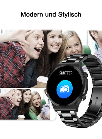 TPFNet Smart Watch / Fitness Tracker IP67 für Damen & Herren - Edelstahl Armband + Silikon Armband - Android & IOS - Schwarz & Silber TPFNet Smart Watch / Fitness Tracker IP67 für Damen & Herren - Edelstahl Armband + Silikon Armband - Android & IOS - Schwarz & Silber