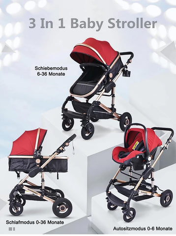 TPFLiving Kombi-Kinderwagen 3in1 Set - Modell 2 Stoff TPFLiving Kombi-Kinderwagen 3in1 Set - Modell 2 Stoff