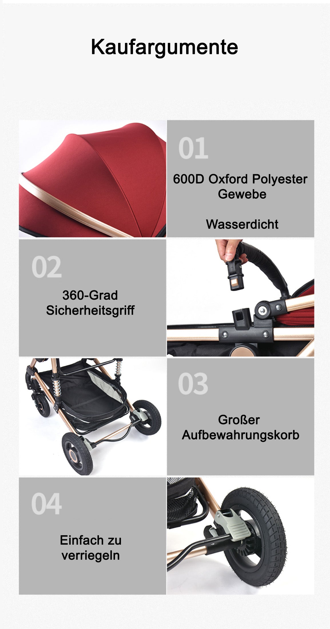 TPFLiving Kombi-Kinderwagen 3in1 Set - Modell 2 Stoff TPFLiving Kombi-Kinderwagen 3in1 Set - Modell 2 Stoff