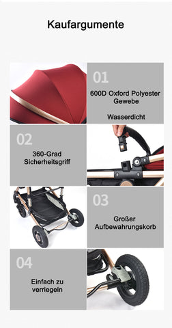 TPFLiving Kombi-Kinderwagen 3in1 Set - Modell 2 Stoff TPFLiving Kombi-Kinderwagen 3in1 Set - Modell 2 Stoff