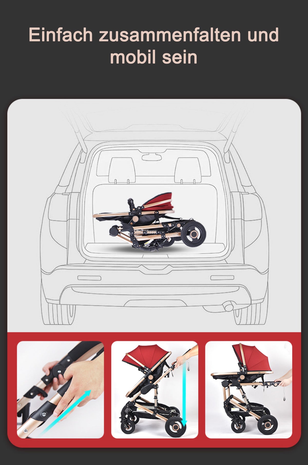 TPFLiving Kombi-Kinderwagen 3in1 Set - Modell 2 Stoff TPFLiving Kombi-Kinderwagen 3in1 Set - Modell 2 Stoff