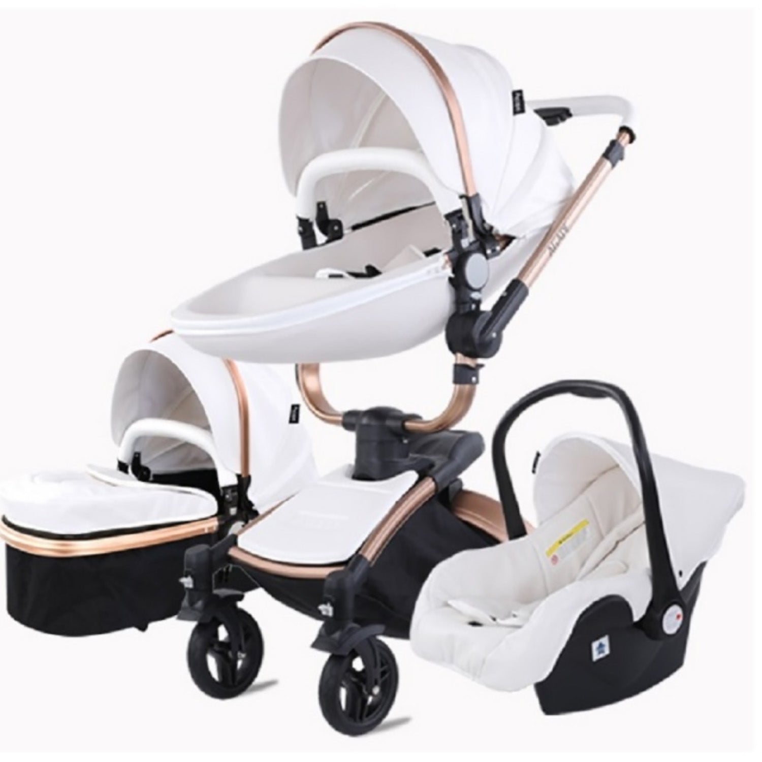 TPFLiving Luxus Kombi-Kinderwagen 3in1 Set - Modell 5 Kunstleder TPFLiving Luxus Kombi-Kinderwagen 3in1 Set - Modell 5 Kunstleder