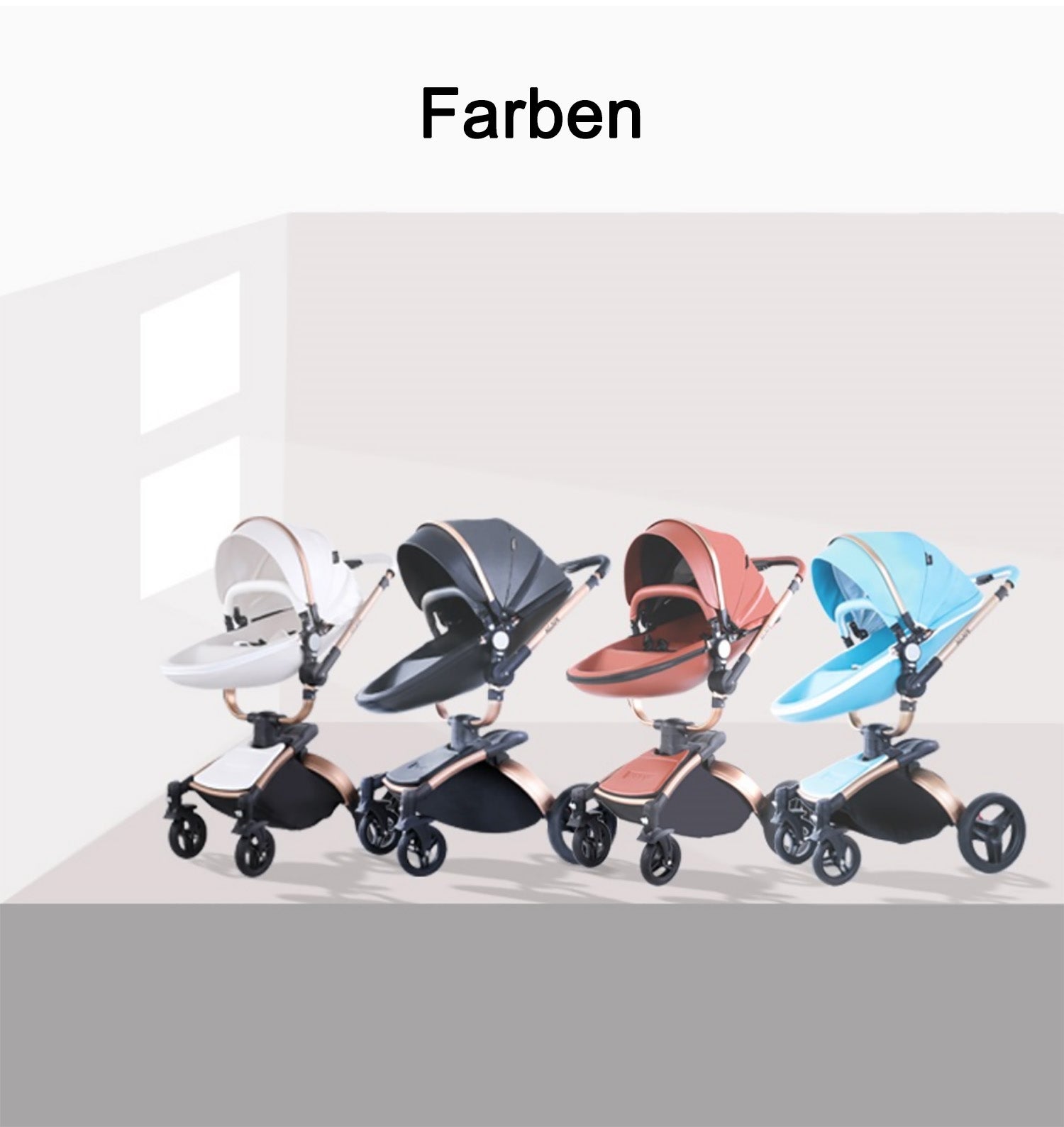 TPFLiving Luxus Kombi-Kinderwagen 3in1 Set - Modell 5 Kunstleder