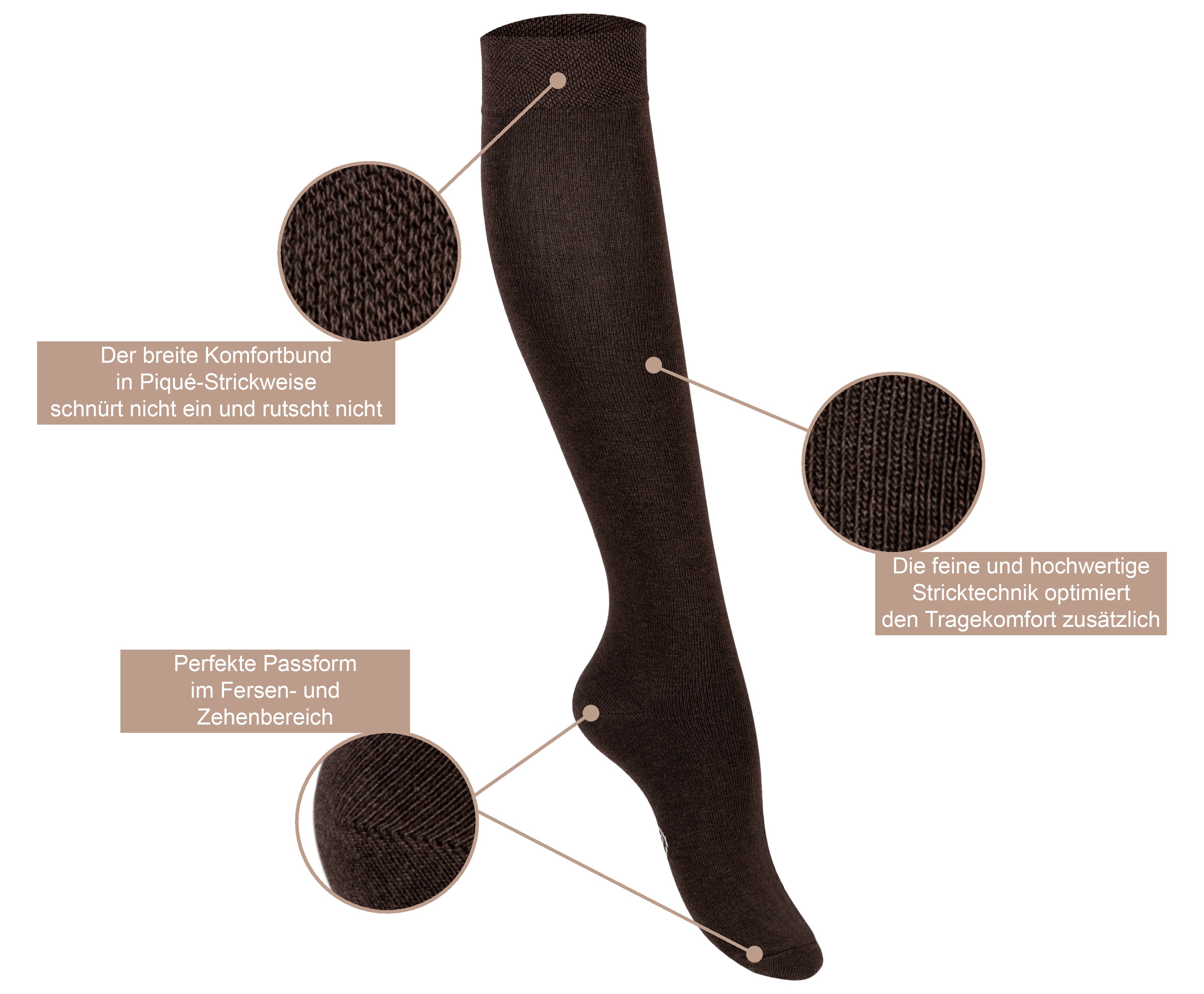 Paolo Renzo® Damen Baumwoll-Kniestrümpfe 3 oder 6 Paar - Größen 35/38 und 39/42 Paolo Renzo® Damen Baumwoll-Kniestrümpfe 3 oder 6 Paar - Größen 35/38 und 39/42