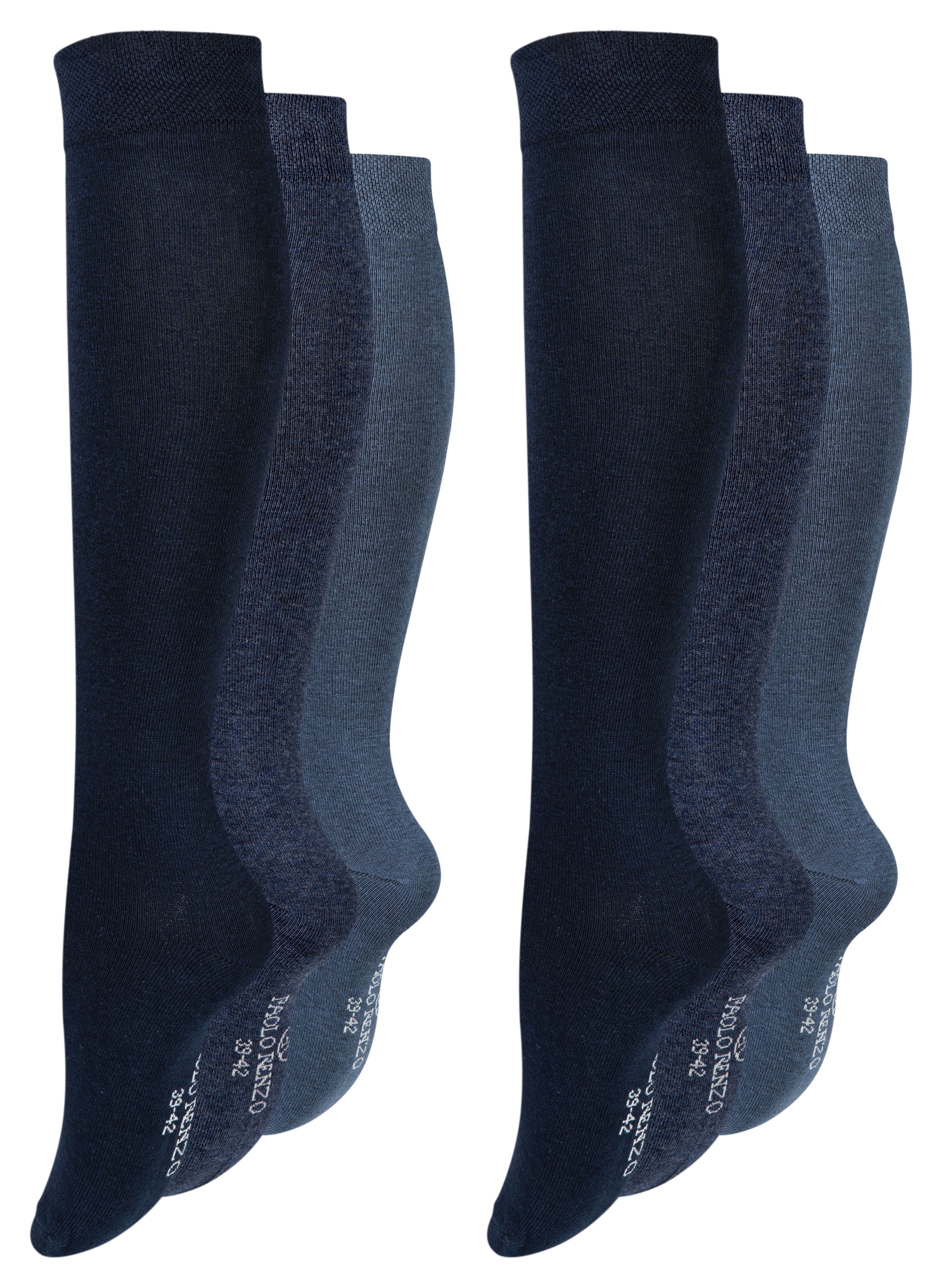 Paolo Renzo® Damen Baumwoll-Kniestrümpfe 3 oder 6 Paar - Größen 35/38 und 39/42 Paolo Renzo® Damen Baumwoll-Kniestrümpfe 3 oder 6 Paar - Größen 35/38 und 39/42