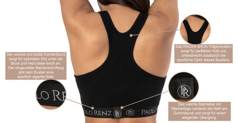 Paolo Renzo® Damen Baumwoll-Bustier SPORT LINE 3 oder 6 Paar - Größen S, M , L, XL Paolo Renzo® Damen Baumwoll-Bustier SPORT LINE 3 oder 6 Paar - Größen S, M , L, XL