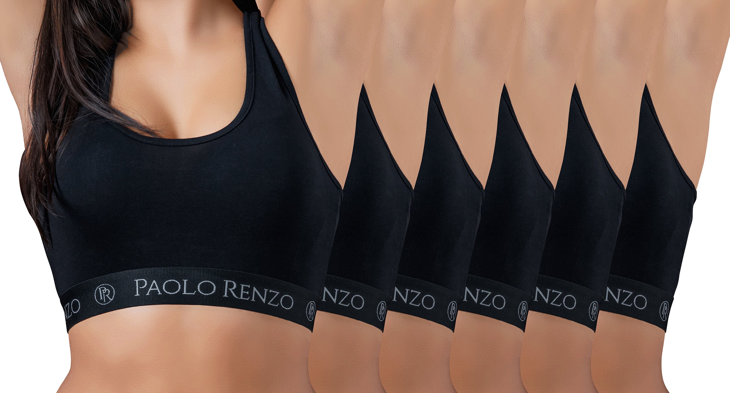 Paolo Renzo® Damen Baumwoll-Bustier SPORT LINE 3 oder 6 Paar - Größen S, M , L, XL Paolo Renzo® Damen Baumwoll-Bustier SPORT LINE 3 oder 6 Paar - Größen S, M , L, XL