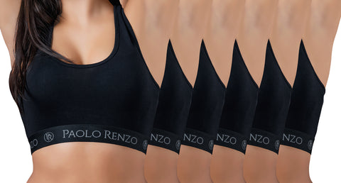 Paolo Renzo® Damen Baumwoll-Bustier SPORT LINE 3 oder 6 Paar - Größen S, M , L, XL Paolo Renzo® Damen Baumwoll-Bustier SPORT LINE 3 oder 6 Paar - Größen S, M , L, XL