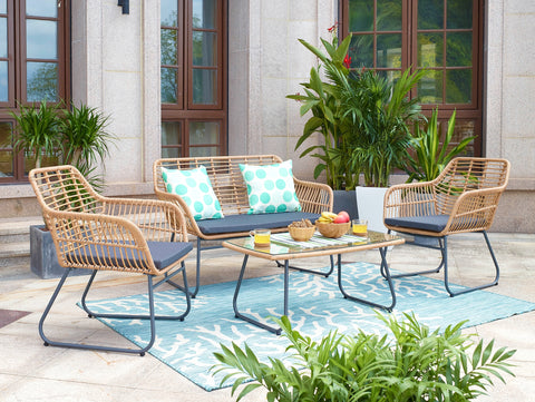 TPFGarden Sitzgruppe MARELLO 2 Stühle, 2 Sitzkissen, 1 Bank, 1 Bankauflage, 1 Couchtisch TPFGarden Sitzgruppe MARELLO 2 Stühle, 2 Sitzkissen, 1 Bank, 1 Bankauflage, 1 Couchtisch