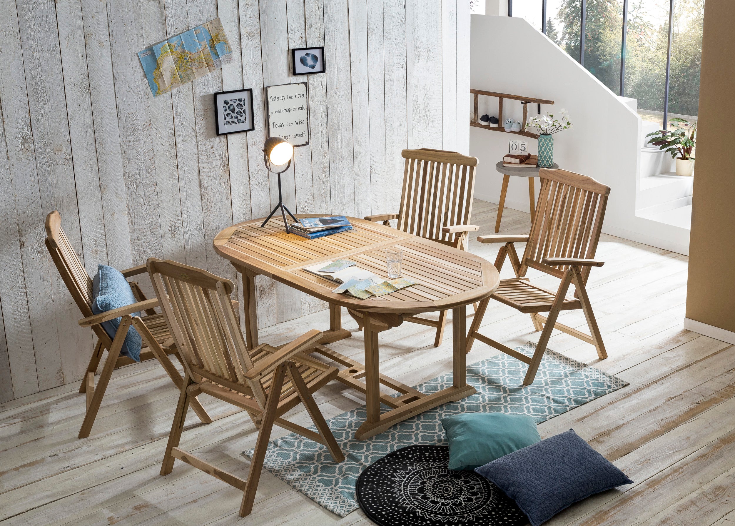 TPFGarden Sitzgruppe TEAKA 4 Armlehnstühle, 1 Tisch TPFGarden Sitzgruppe TEAKA 4 Armlehnstühle, 1 Tisch